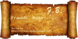Frankó Bodor névjegykártya